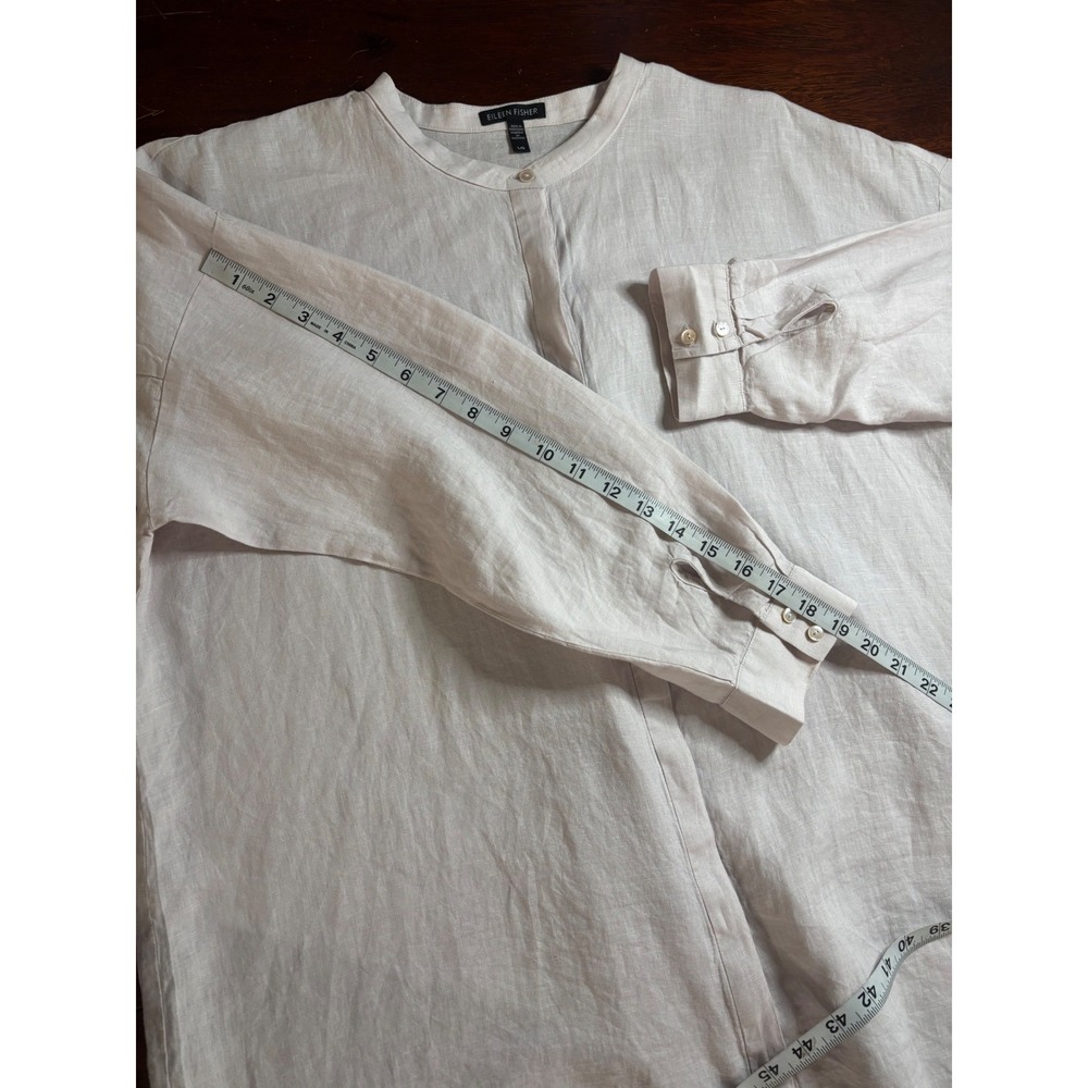 Eileen Fisher Womens Organic Linen Tunic Top Large Oversized Minimalist Coastal - Picture 6 of 7